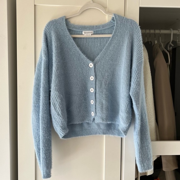 Lovers + Friends Sweaters - Cropped Blue Cardigan